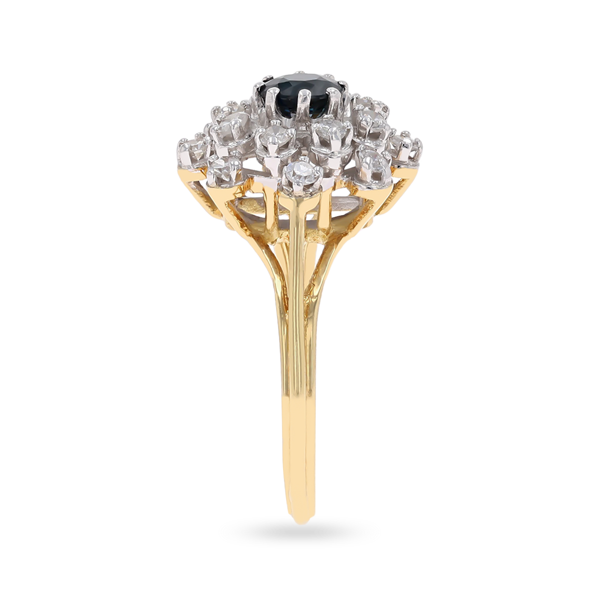 18ct Yellow Gold Sapphire & Diamond Celestial Cluster Ring