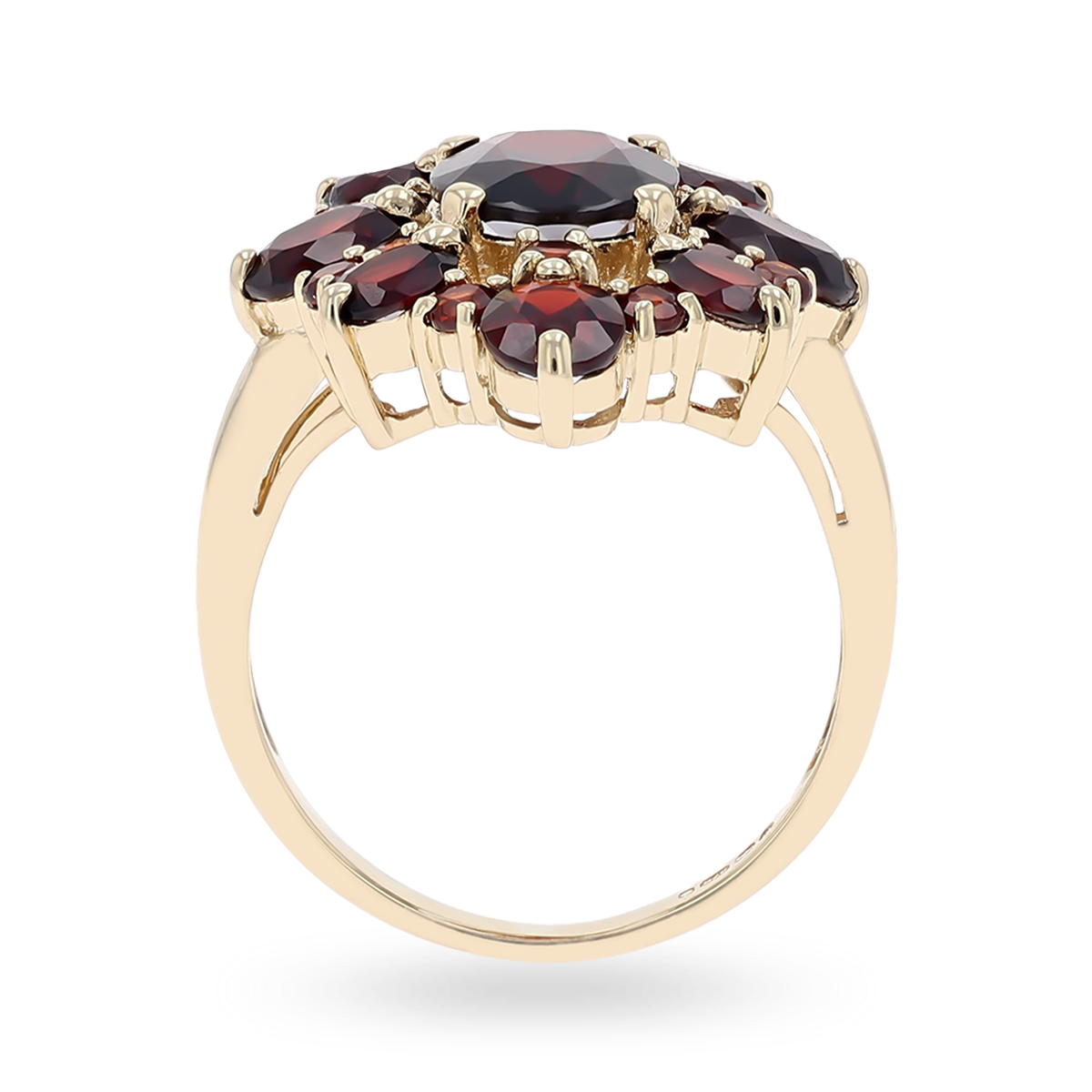 9ct Yellow Gold Garnet Marquise Shaped Cluster Ring