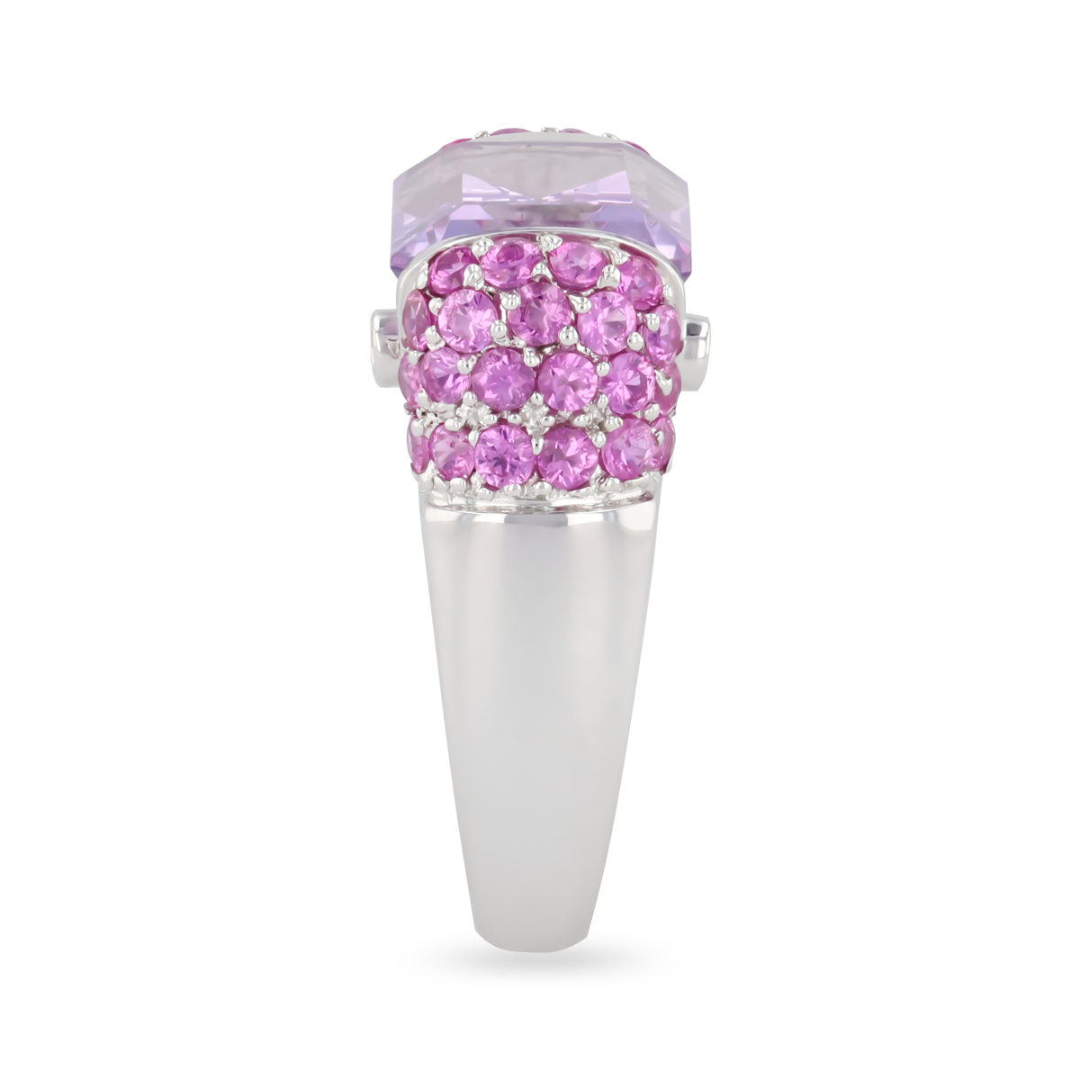 14ct White Gold Amethyst & Pink Sapphire Cocktail Ring