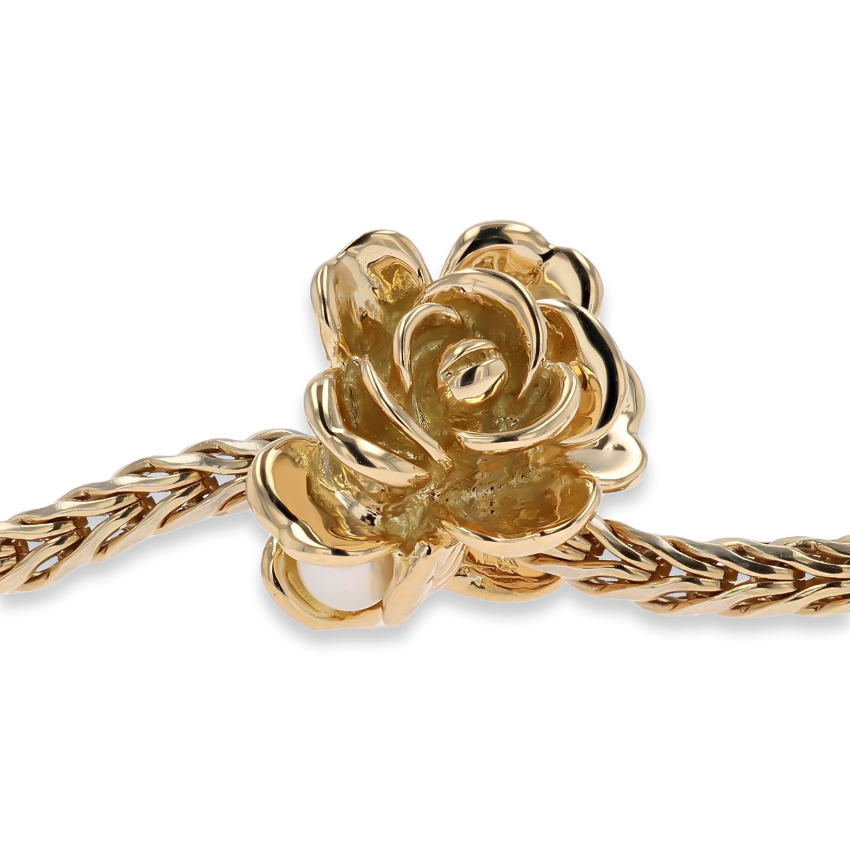 Trollbeads Exclusive 18ct Yellow Gold Rose of June on Bracelet
