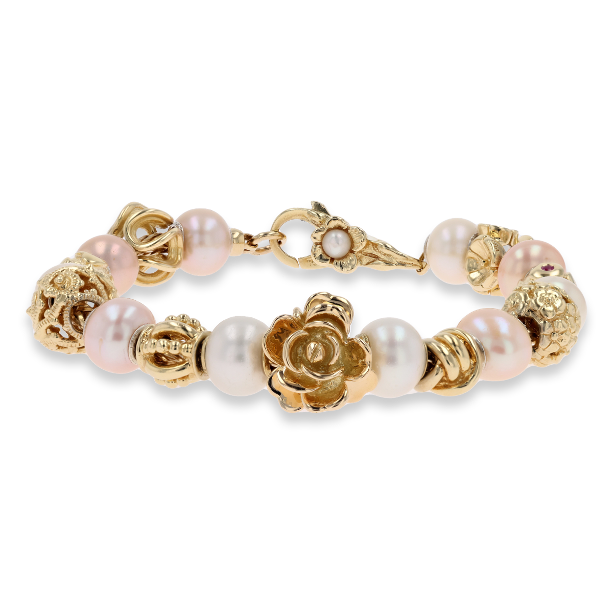Trollbeads Exclusive 18ct Yellow Gold Rose of June on Inspiration Bracelet