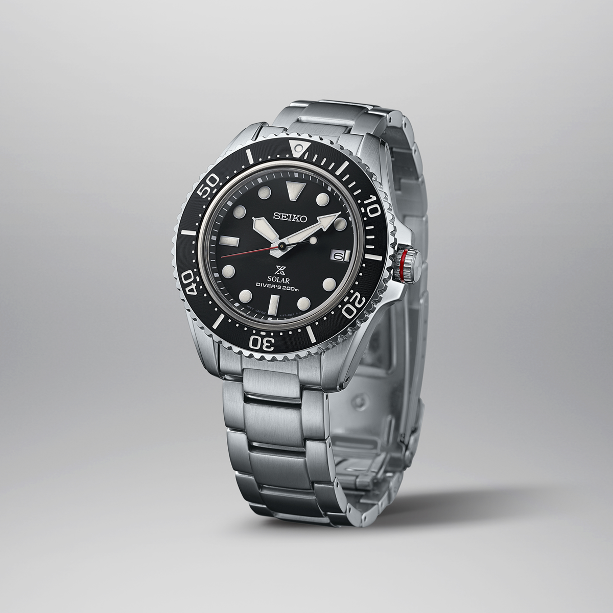 Seiko Prospex Solar Diver, Black Bezel with Stainless Steel Bracelet - SNE589P1