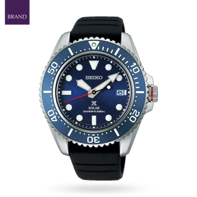 Seiko Prospex Solar Diver, Blue Bezel with Black Silicone Strap - SNE593P1