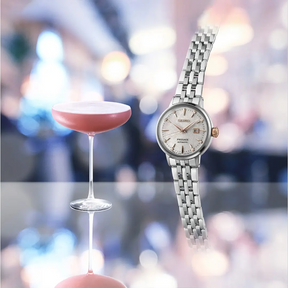 Seiko Presage Cocktail Time “Clover Club” Diamond Twist, White Dial with Stainless Steel Bracelet - SRE009J1