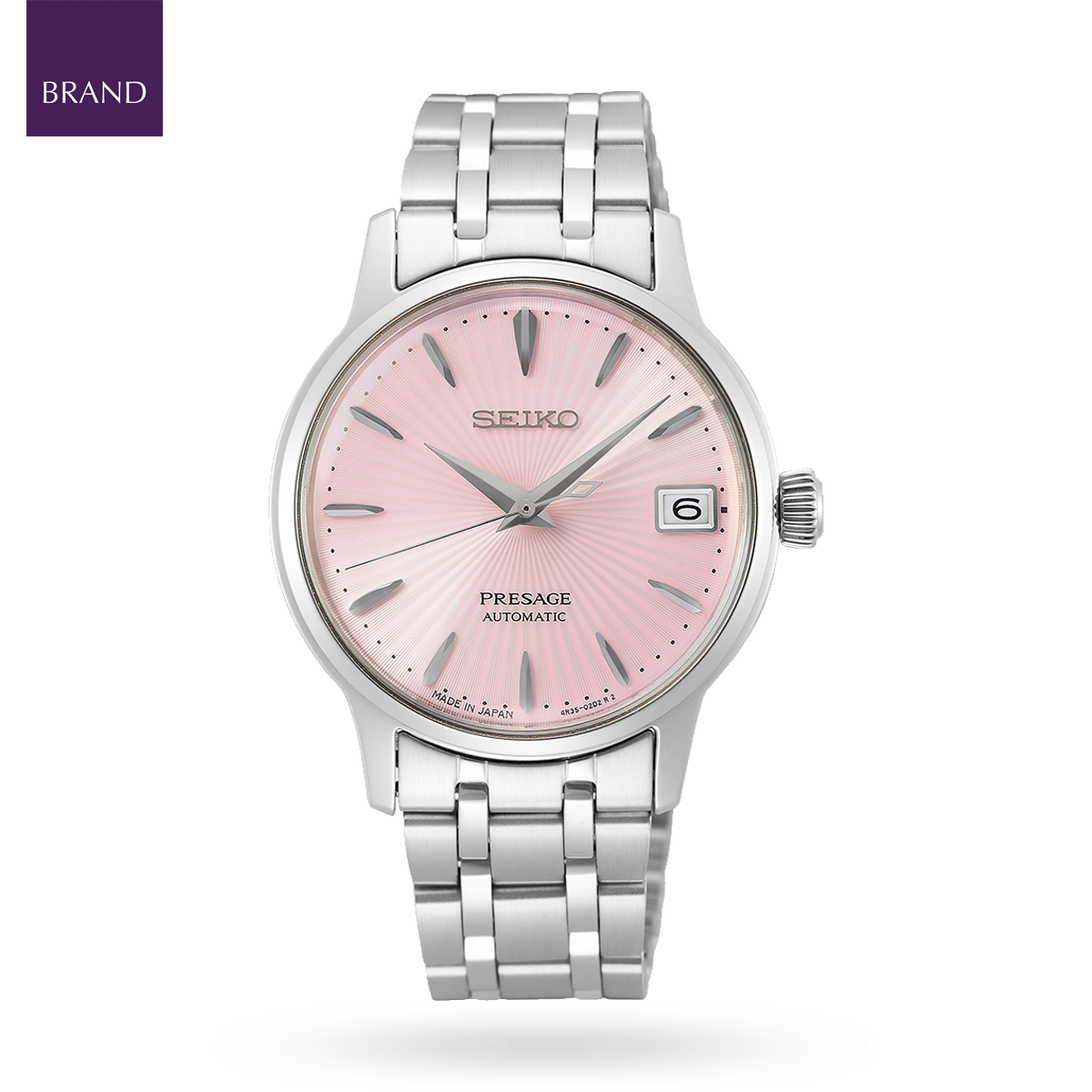 Seiko Presage Cocktail Time “Cosmopolitan”, Pink Dial with Stainless Steel Bracelet - SRP839J1