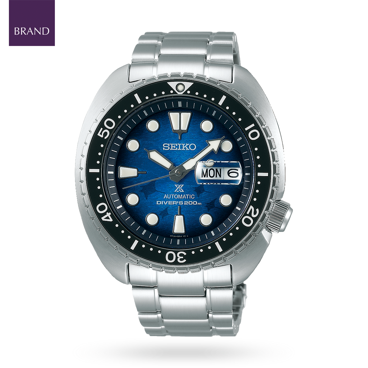 Seiko Prospex “Save The Ocean” Turtle Scuba Diver, Navy Bezel with Stainless Steel Bracelet - SRPE39K1