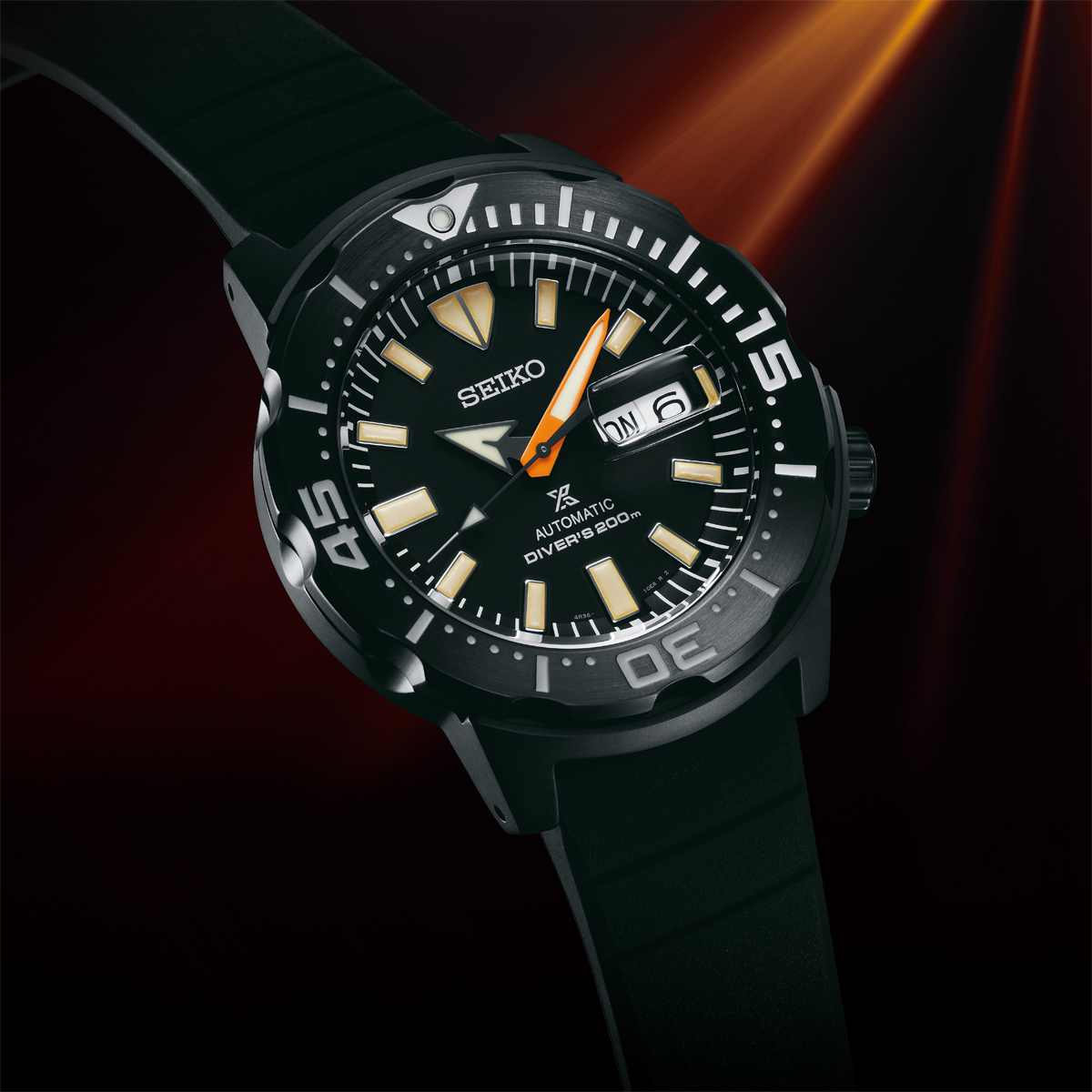 Seiko Prospex “Black Series Monster” Automatic, Black Bezel with Black Silicone Strap - SRPH13K1