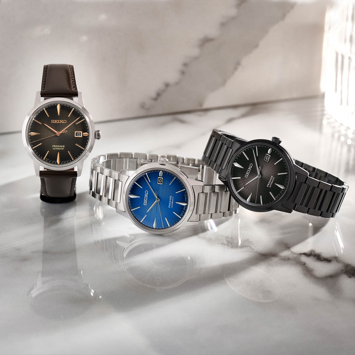 Seiko Presage Cocktail Time “The Aviation”, Blue Dial with Stainless Steel Bracelet - SRPJ13J1