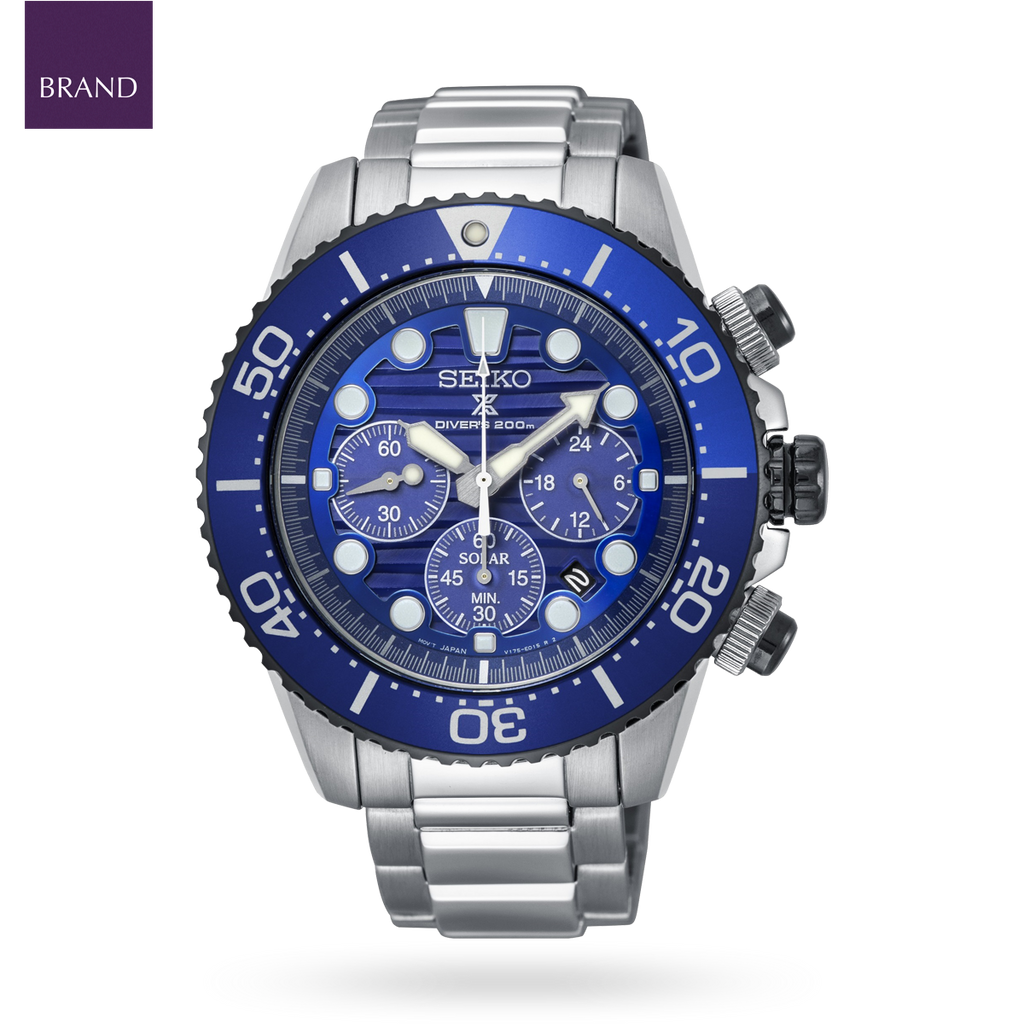 Seiko Prospex Save The Ocean Chronograph Blue Bezel with Stainless Steel Bracelet