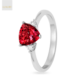 18ct White Gold Rubellite Tourmaline & Diamond Trilogy Ring