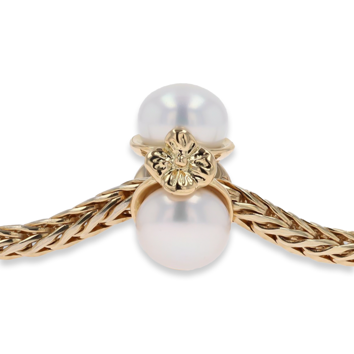 Trollbeads Exclusive 18ct Yellow Gold Triple Pearl White on Bracelet