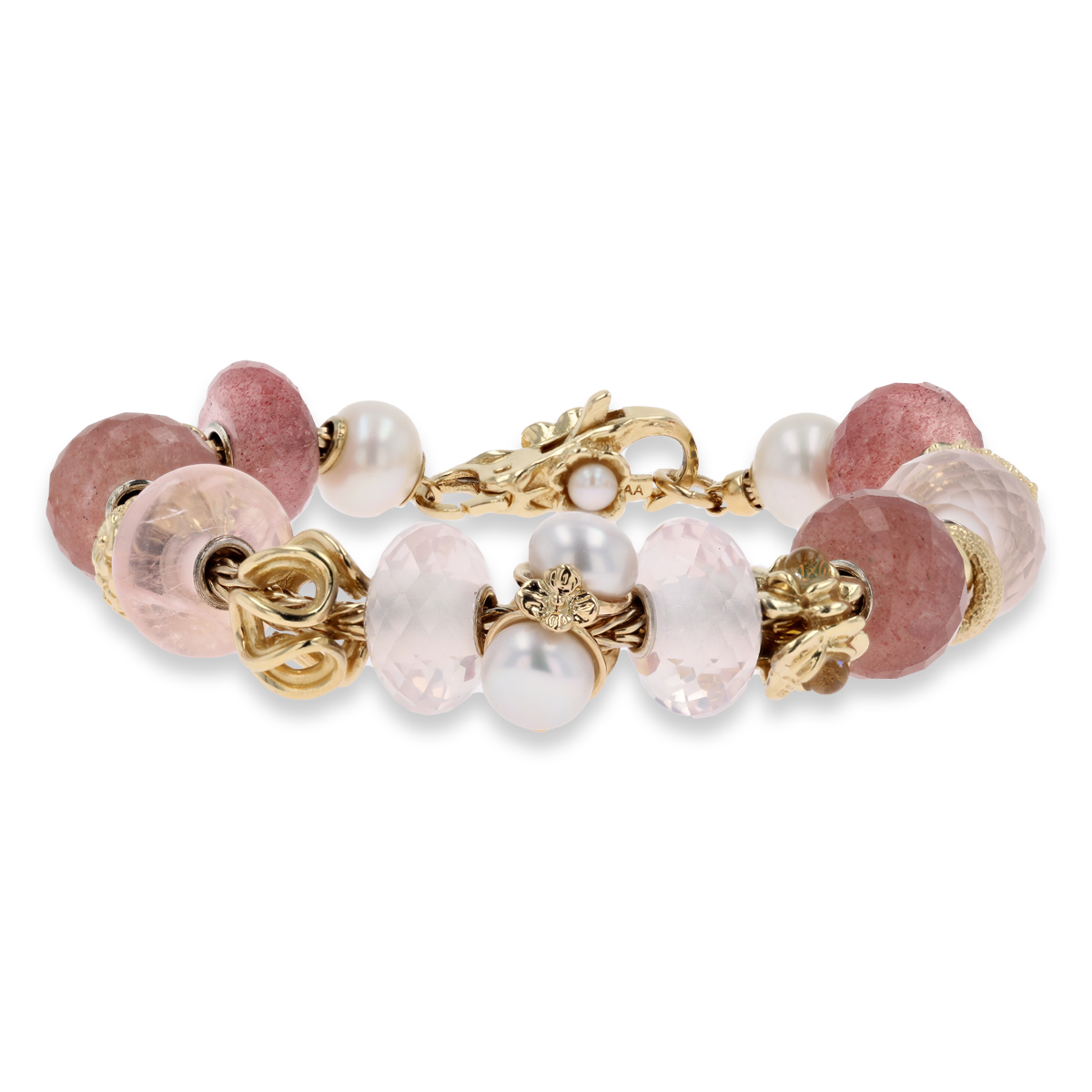 Trollbeads Exclusive 18ct Yellow Gold Triple Pearl White on Inspiration Bracelet