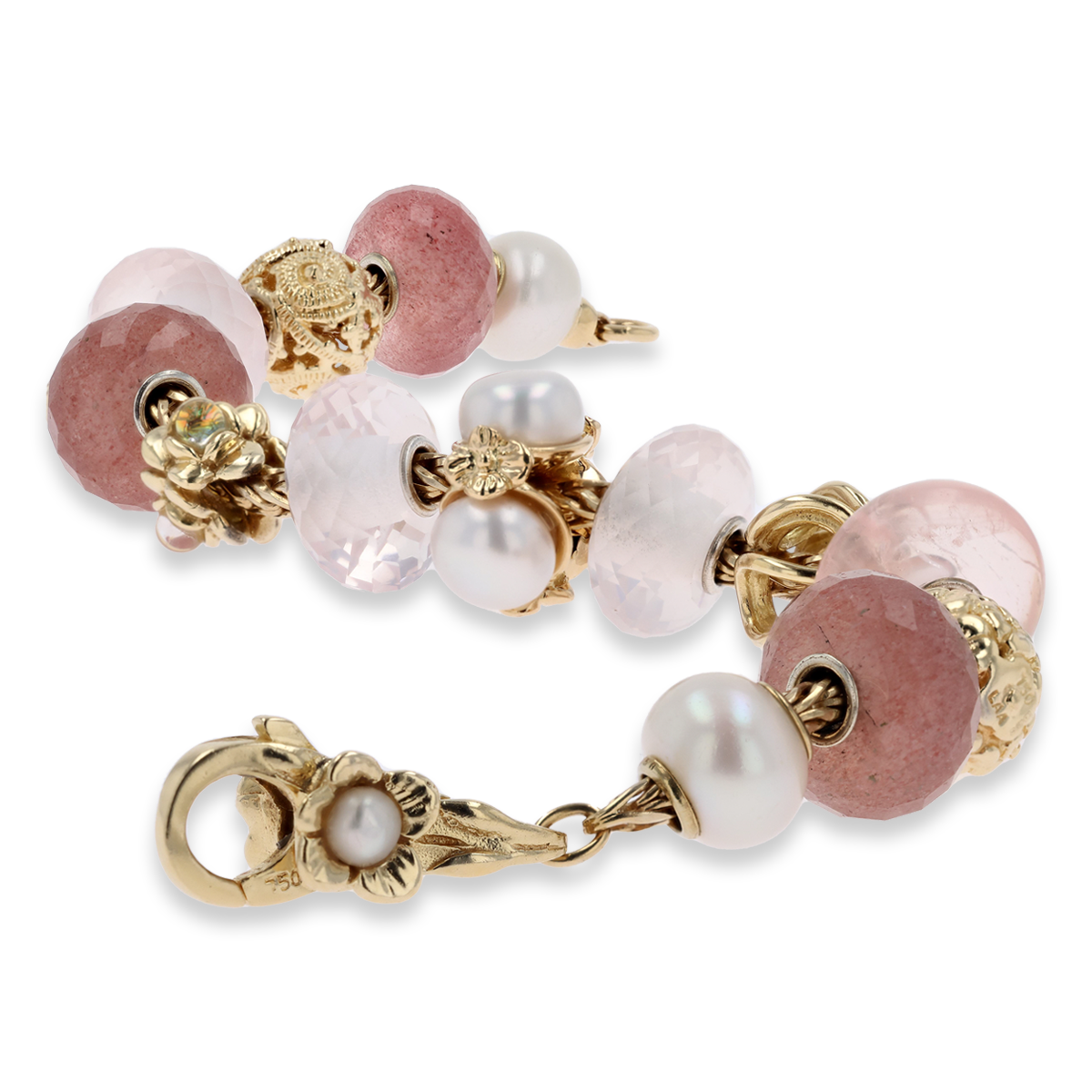 Trollbeads Exclusive 18ct Yellow Gold Triple Pearl White on Inspiration Bracelet