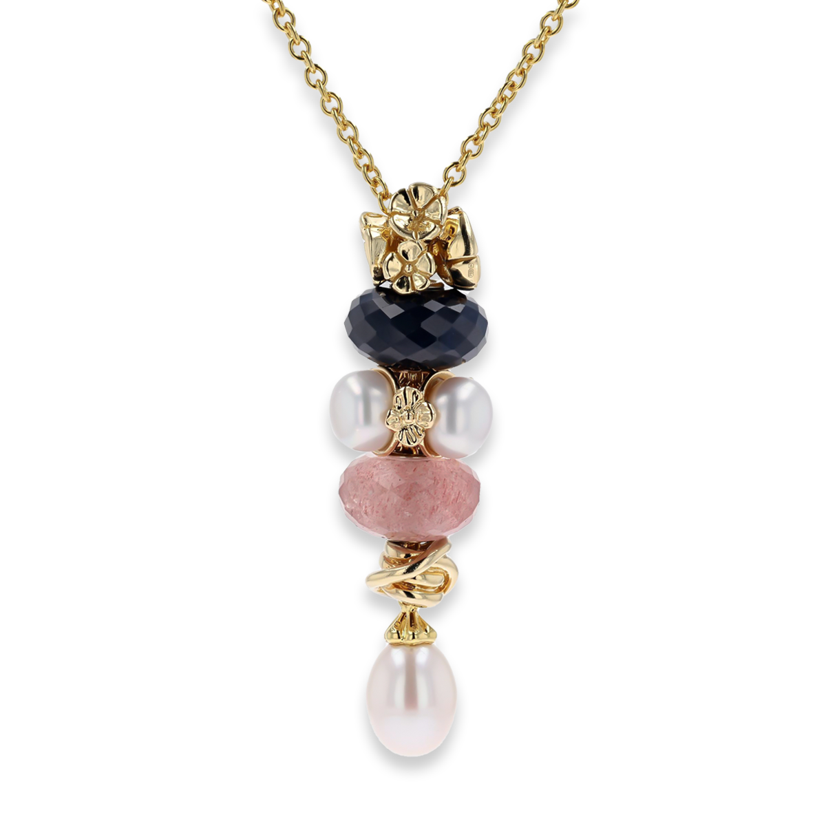 Trollbeads Exclusive 18ct Yellow Gold Triple Pearl White on Inspiration Fantasy Necklace
